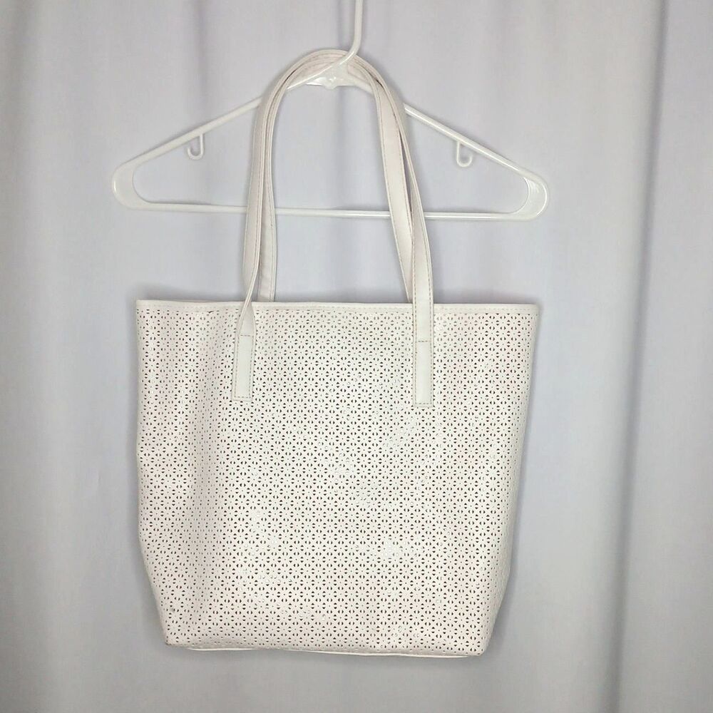Ultra Chi Sturdy Textured Vinyl Tote Bag Large Shoulder Purse Summer Beach Pockt